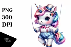 Colorful Baby Unicorn with Swing Dancer's Outfit PNG Product Image 3