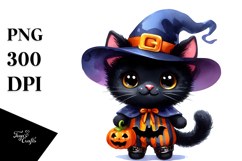 Vibrant Baby Black Cat for Halloween PNG Product Image 1