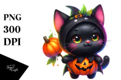 Vibrant Baby Black Cat for Halloween PNG Product Image 1
