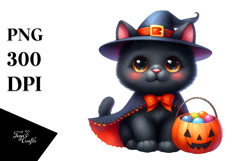 Vibrant Baby Black Cat for Halloween PNG Product Image 1