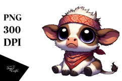 Baby Calf with Bandana and Wide Eyes, Transparent PNG Product Image 1