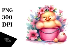 Sleeping Baby Duck in Bucket, PNG Product Image 1