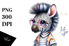 Baby Zebra with Cool Haircut PNG Product Image 1