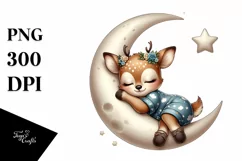 Summer Deer Baby Moon Hummingbird Sublimation Clipart Product Image 3