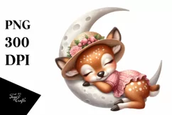 Summer Deer Baby Moon Hummingbird Sublimation Clipart Product Image 1
