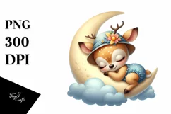 Summer Deer Baby Moon Hummingbird Sublimation Clipart Product Image 1