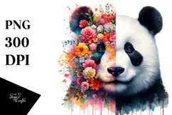 Flowers Panda Watercolor Vibrant Clipart Product Image 1