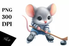 Watercolor Cute Baby Mouse Hockey Pastel Product Image 3