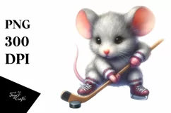 Watercolor Cute Baby Mouse Hockey Pastel Product Image 3