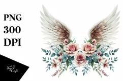 Angel Wings Flowers Wreath Sublimation Clipart Product Image 3