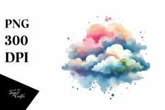 colorful Vintage Cloud Watercolor Clipart Product Image 1