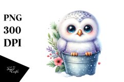 Colorful Baby Snowy Owl in Bucket | Clipart Product Image 3