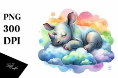 Colorful Baby Rhino Clipart Product Image 1