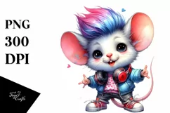 Vibrant Mouse with Cool Haircut PNG Product Image 3