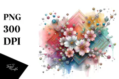 Abstract Colorful Pastel Diamond Blossom PNG Product Image 1