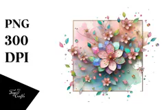 Abstract Colorful Pastel Diamond Blossom PNG Product Image 1