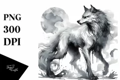 Simple Werewolf Watercolor Clipart PNG Product Image 3