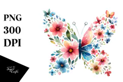 Watercolor V Painting with Cute Flower, Transparent PNG Product Image 1