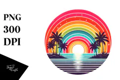 Retro Tropical Rainbow Sunset, 20 oz Tumbler Product Image 1