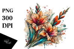 Stained Gladiolus with Metallic Inserts | Clipart Product Image 1