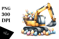Excavator with Easter Eggs, Transparent PNG Product Image 1