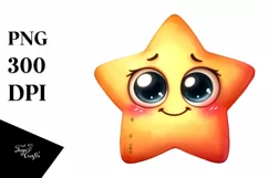 Simple Funny Star with Big Eyes, Transparent PNG Product Image 1