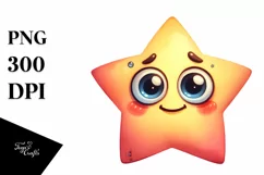Simple Funny Star with Big Eyes, Transparent PNG Product Image 1