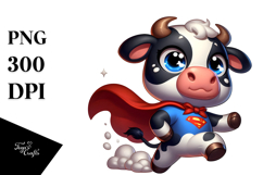 Cartoony Superhero Cape Cow PNG Product Image 1