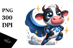 Cartoony Superhero Cape Cow PNG Product Image 1