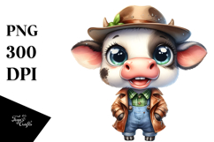 Expressive Baby Cow with Farm Jeans | Clipart Product Image 1