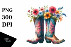 colorful Cowboy Boots Flower Pot Clipart Product Image 1