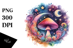 Colorful Magical Mushroom Watercolor PNG Product Image 1