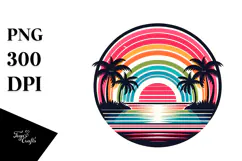 Retro Tropical Rainbow Sunset PNG Product Image 1