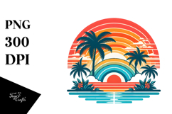 Retro Tropical Rainbow Sunset Clipart Product Image 1