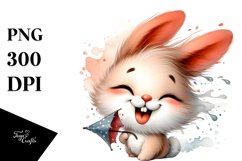 Washed Bunny Portrait Tongue Wind Clipart Product Image 3