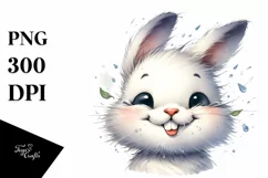 Washed Bunny Portrait Tongue Wind Clipart Product Image 3