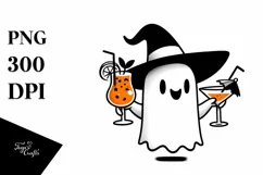 Simple Halloween Cute Ghost with Orange Hat PNG Product Image 3