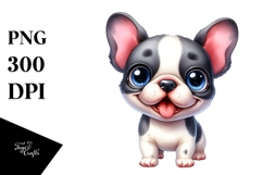 Happy Baby Cartoon French Bulldog, Clipart PNG Product Image 1