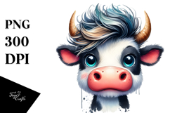 Funny Cow with Cool Hair PNG Product Image 1