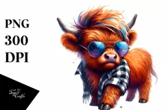 Playing Baby Highlandcow with Raincoat, High-Res PNG Product Image 3