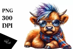 Playing Baby Highlandcow with Raincoat, High-Res PNG Product Image 3