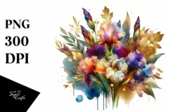 Colorful Bouquet Gold Foil Clipart Product Image 3