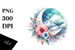 Vibrant Boho Moon with Stars, Transparent PNG Product Image 3