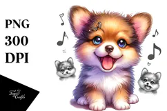 Cute Baby Puppy Singer PNG Product Image 1