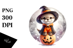 Digital Painting of Baby Otter on Star, Halloween PNG Product Image 1