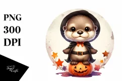 Digital Baby Otter Halloween PNG Product Image 1