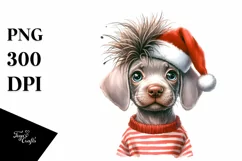 Enthusiastic Weimaraner with Santa Hat PNG Product Image 1