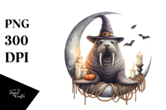 Spooky Walrus on Moon PNG Product Image 1