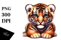 Cute Tiger Cub Digital Painting, PNG Format Product Image 1