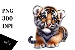 Digital Baby Tiger, Watercolor Art Product Image 1